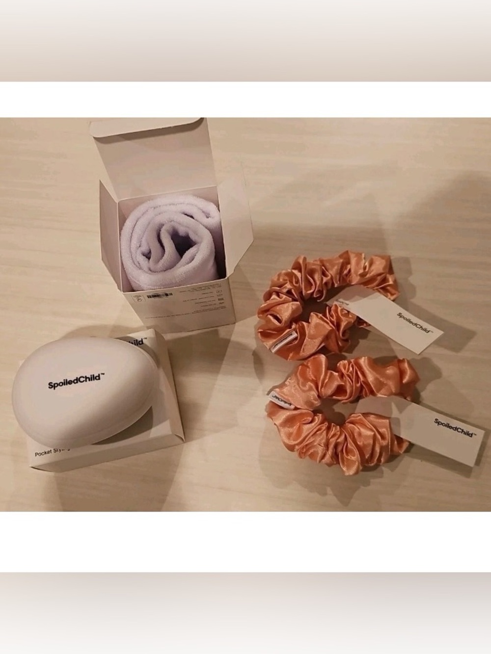Spoiled Child Embroidered Spa Headband, Pocket Styling Brush & 2 Scrunchies